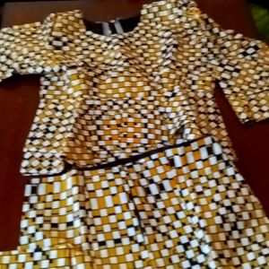 3pieces African skirt with shirt and scarf